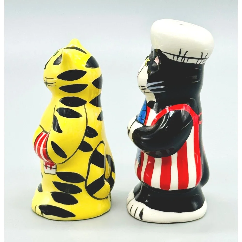 Catzilla Big On Cats Chef Cats Ceramic Salt Pepper‎ Shaker Set Candace Reiter